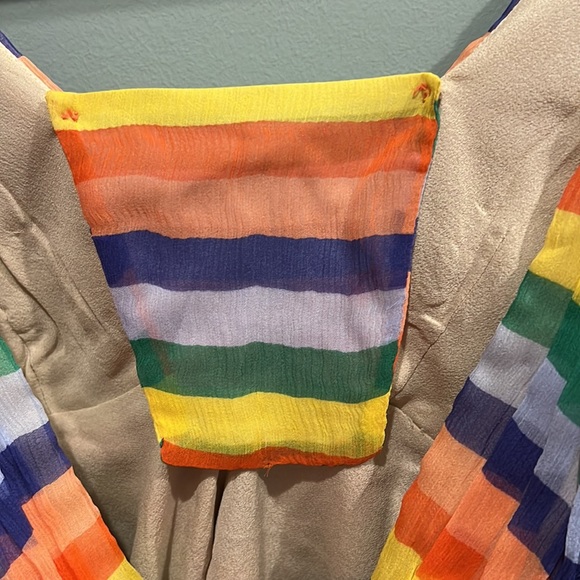 Tibi New York silk rainbow stripe blouse size 0 - Picture 5 of 6